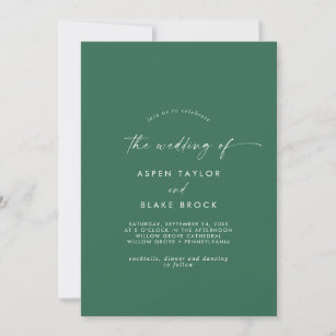 Modern Watercolor Coordinate   Green Wedding Invitation