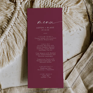 Modern Watercolor Coordinate   Red Wedding Menu