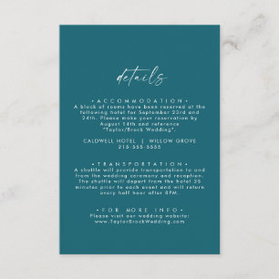 Modern Watercolor Coordinate   Teal Wedding Detail Enclosure Card