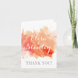 Modern watercolor coral reef wedding Thank You