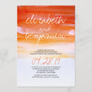 Modern watercolor couples shower invitations