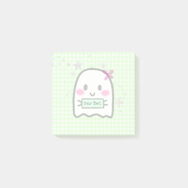 Modern Watercolor Cute Ghost Name Notes (Front)