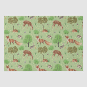 Modern Watercolor Cute Woodland Animals Meadow Tissue Paper