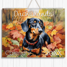 Modern Watercolor Dachshund Dogs Cute Wall