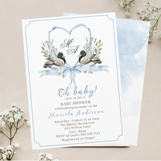 Modern watercolor duck mallard  Baby Shower Invitation (Creator Uploaded)