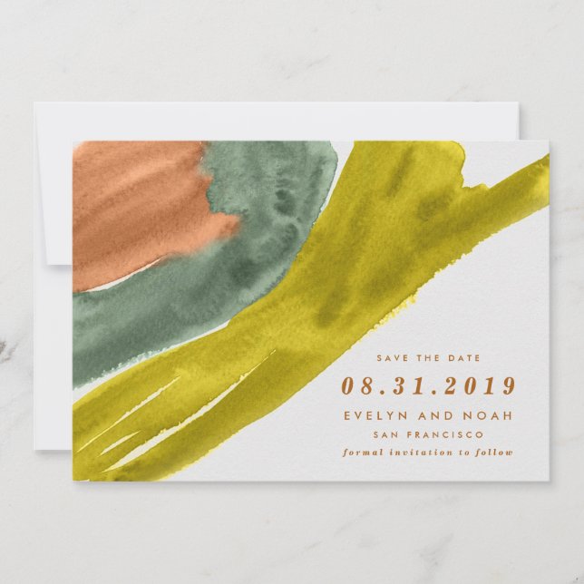 Modern Watercolor Earth Tone Save the Date (Front)