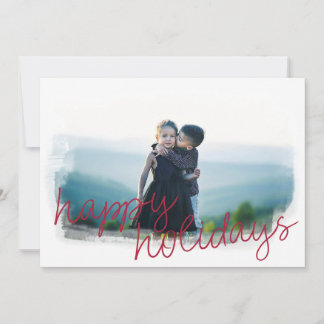 Modern Watercolor Edges Happy Holidays Photo Card