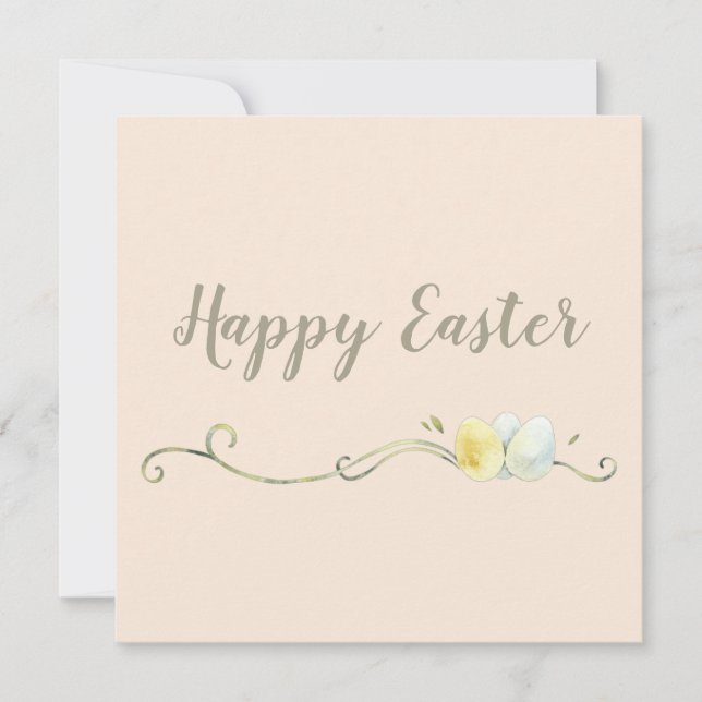 Modern Watercolor Egg Trio Easter Flat Card (Front)