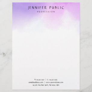 Modern Watercolor Elegant Purple White Template Letterhead