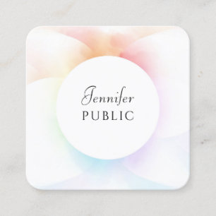 Modern Watercolor Elegant Script Trendy Template Square Business Card
