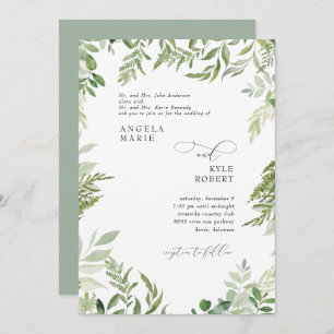 Modern Watercolor Eucalyptus Both Parents Sage Invitation