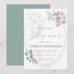Modern Watercolor Eucalyptus Foliage  Baby Shower Invitation