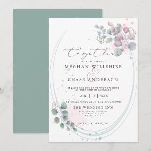 Modern Watercolor Eucalyptus Foliage BarefootBride Invitation