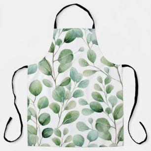 Modern Watercolor Eucalyptus Green Apron