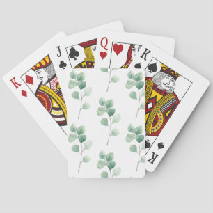 Modern Watercolor Eucalyptus Green Pattern Playing Cards