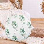 Modern Watercolor Eucalyptus Green Pattern Round Pillow<br><div class="desc">Modern Watercolor Eucalyptus Green Pattern</div>