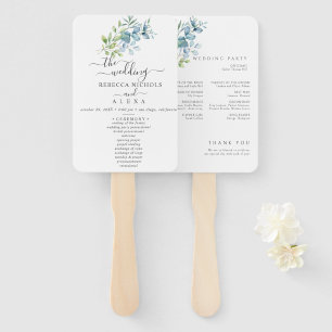 Modern Watercolor Eucalyptus Greenery Wedding Hand Fan