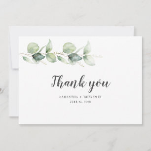 Modern Watercolor Eucalyptus Greenery Wedding Thank You Card