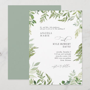 Modern Watercolor Eucalyptus Parents Sage Wedding Invitation