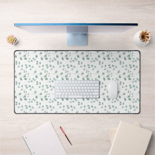 Modern Watercolor Eucalyptus Pattern Desk Mat