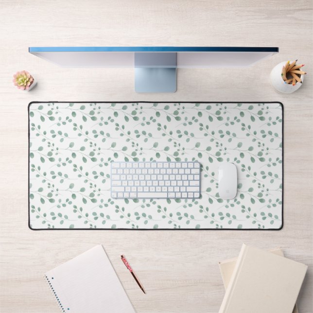 Modern Watercolor Eucalyptus Pattern Desk Mat (Office 1)
