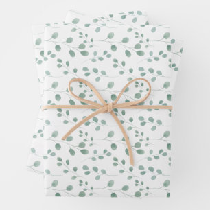 Modern Watercolor Eucalyptus Pattern Wrapping Paper Sheet