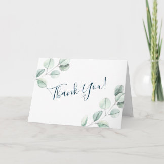 Modern Watercolor Eucalyptus Wedding Thank You Card