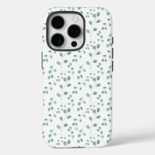 Modern Watercolor Eucalyptus White Personalized iPhone 16 Pro Case