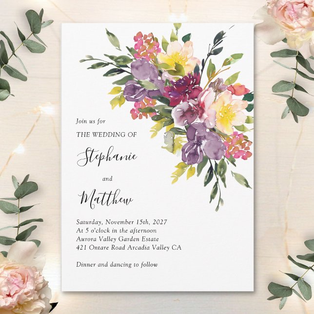 Modern Watercolor Fall Floral Wedding Invitation (Creator Uploaded)
