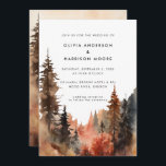 Modern Watercolor Fall Outdoor Mountain Wedding  Invitation<br><div class="desc">Announce your fall wedding in style with our modern and minimal customizable wedding invitation cards. Featuring a modern watercolor painting of a fall forest in golden autumn colours, our cards capture the essence of outdoor beauty. Personalize this invitation template with your own wedding information and add your own photo on...</div>