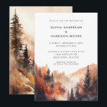 Modern Watercolor Fall Outdoor Mountain Wedding  Invitation<br><div class="desc">Announce your fall wedding in style with our modern and minimal customizable wedding invitation cards. Featuring a modern watercolor painting of a fall forest in golden autumn colours, our cards capture the essence of outdoor beauty. Personalize this invitation template with your own wedding information. Printed on premium card stock, these...</div>