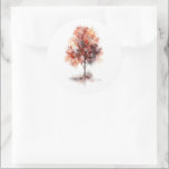Modern Watercolor Fall Tree Foliage Wedding  Classic Round Sticker<br><div class="desc">Modern Watercolor Fall Tree Foliage Wedding Classic Round Sticker</div>