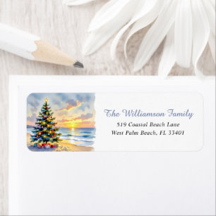 Modern Watercolor Festive Beach Coastal Christmas