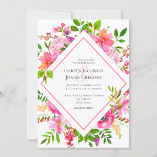 Modern Watercolor Floral Airy Wedding Invitation