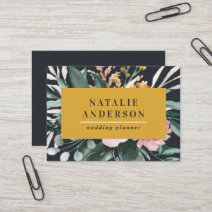 Modern watercolor floral and foliage elegant business card