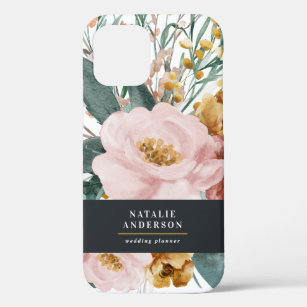 Modern watercolor floral and foliage elegant iPhone 12 pro case
