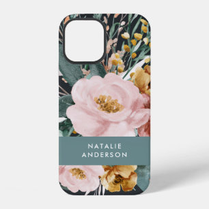 Modern watercolor floral and foliage elegant iPhone 12 case