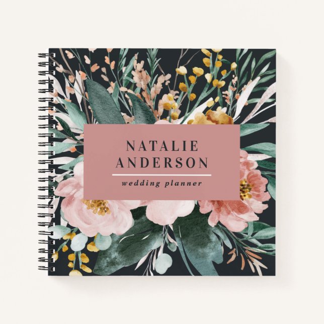 Modern watercolor floral and foliage elegant notebook (Front)