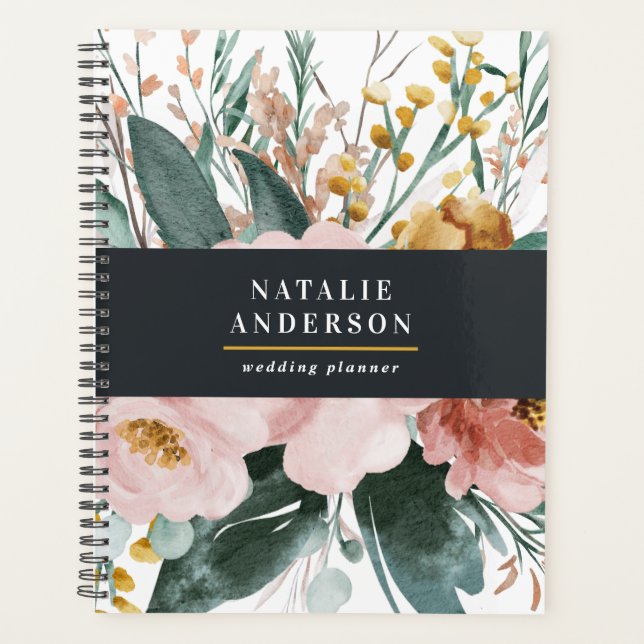 Modern watercolor floral and foliage elegant planner (Front)