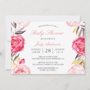Modern Watercolor Floral Botanical Baby Shower Invitation