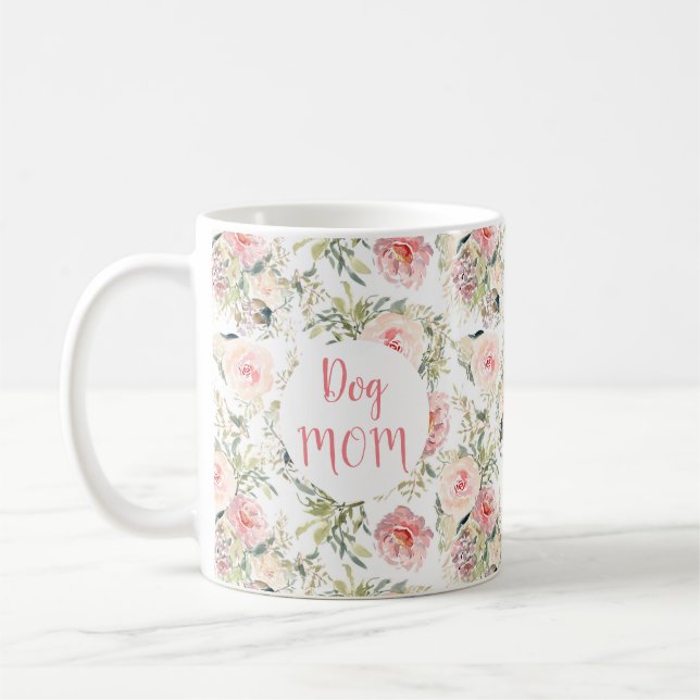 Modern watercolor floral botanical coffee mug (Left)
