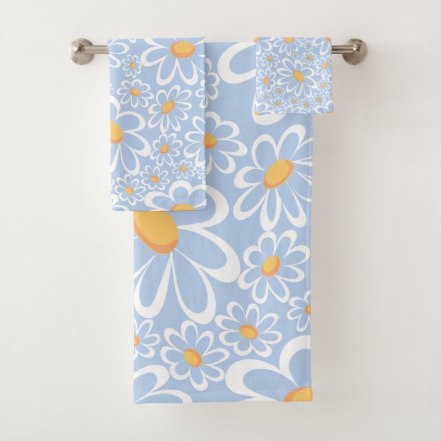 Modern Watercolor Floral Botanical Flowers  Bath Towel Set (Insitu)