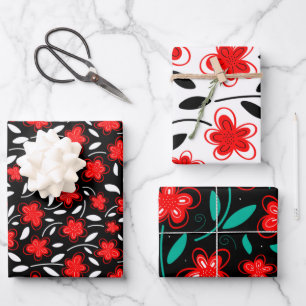 Modern Watercolor Floral Botanical Flowers   Wrapping Paper Sheet