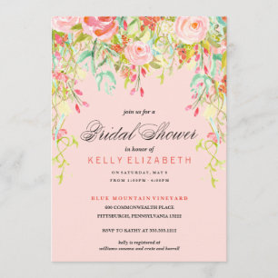 MODERN WATERCOLOR FLORAL bridal shower invitation