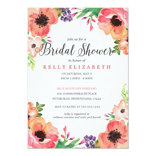 MODERN WATERCOLOR FLORAL bridal shower invitation