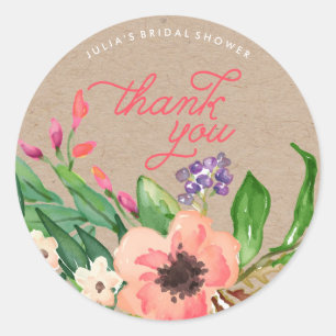 Modern Watercolor Floral Bridal Shower Stickers