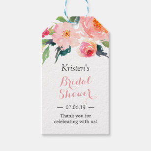 Modern Watercolor Floral Decor Bridal Shower Favou Gift Tags