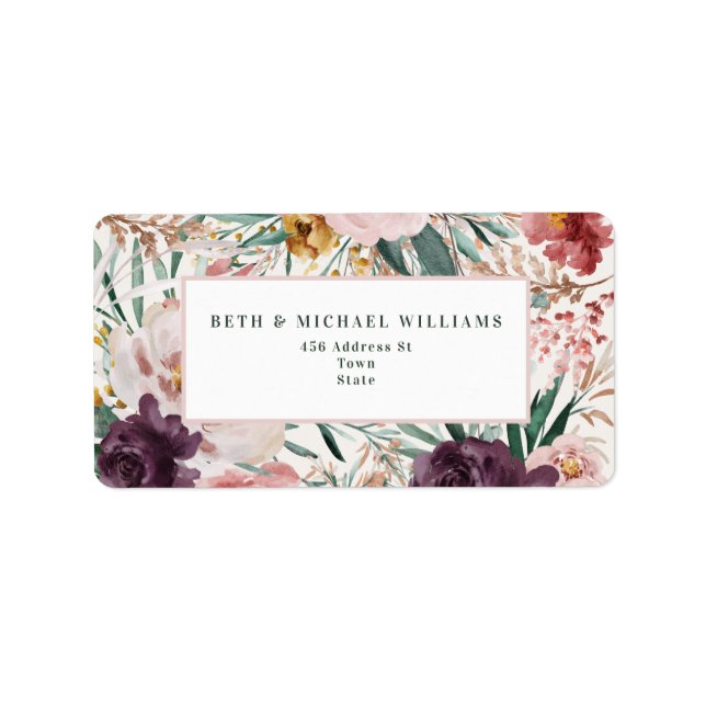 Modern watercolor floral elegant personalized label (Front)