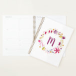 Modern Watercolor Floral Garland Monogram Planner<br><div class="desc">A pretty wreath of watercolor flowers surrounding your monogram.
Change the initial to customize.</div>