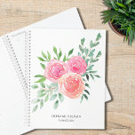 Modern Watercolor Floral Greenery  Planner<br><div class="desc">This floral planner is decorated with a watercolor bouquet of roses and foliage in shades of pink, coral, and green. Easily customizable. Use the Design Tool to change the text size, style, or colour. As we create our artwork you won't find this exact image from other designers. Original Watercolor ©...</div>